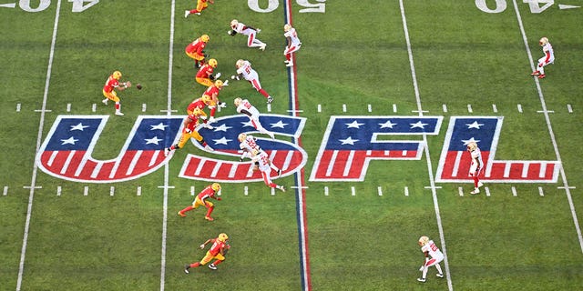 Case Cookus, #10 of the Philadelphia Stars, takes a snap during the first half against the Birmingham Stallions in the USFL Championship game at Tom Benson Hall Of Fame Stadium on July 3, 2022 in Canton, Ohio.