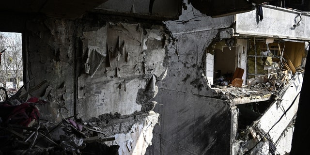 ZAPORIZHZHIA, UKRAINE - MARCH 22: An inside view of the damaged building after <a href=
