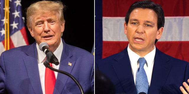 File photos of former President Trump, and Florida Gov.  Ron DeSantis.