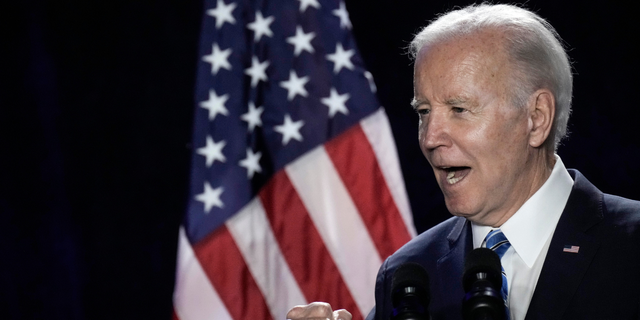President Joe Biden speaks during the annual House Democrats Issues Conference at the Hyatt Regency Hotel March 1, 2023 in Baltimore, Maryland. Biden spoke on a range of issues, including bipartisan legislation passed in the first two years of his presidency
