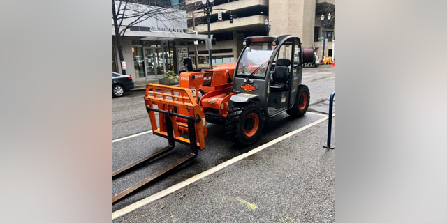 A man in Portland, Oregon, was arrested after he allegedly used a stolen forklift to chase people in the downtown area.
