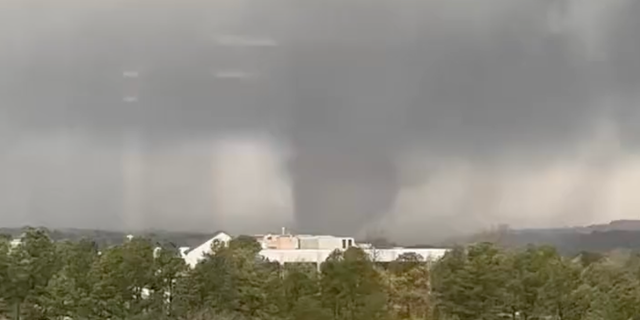 The National Weather Service said in the Tornado Warning that the storms "damage threat" was "catastrophic," and said it confirmed a "large and destructive tornado" moved through portions of Little Rock.