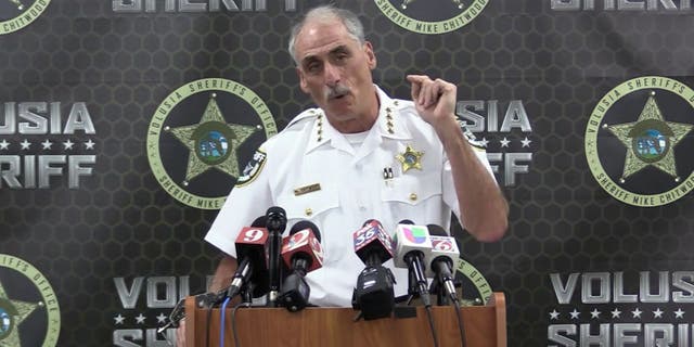 Volusia County Sheriff Mike Chitwood gives a press conference condemning Neo-Nazis