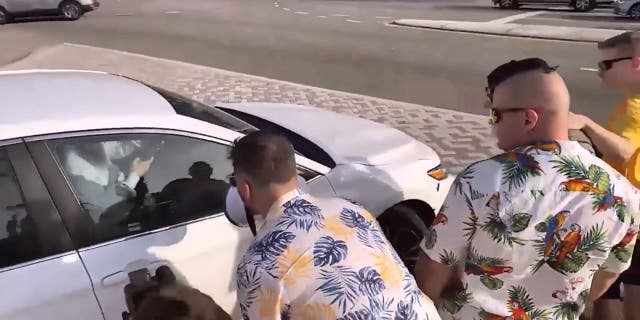 Neo-Nazis agitating motorists in Volusia County, Florida.