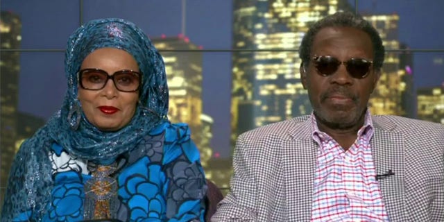 Asya Idarous Khamsin (left) and her husband Khamsin Alkhag (right) speak out about Sam Brinton. (Screengrab/ Tucker Carlson Tonight)