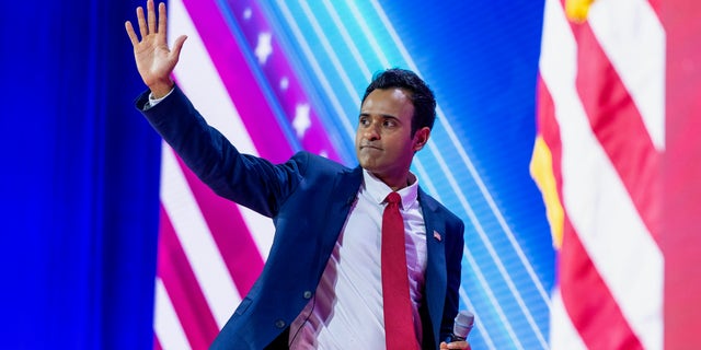 Vivek Ramaswamy departs after speaking at the Conservative Political Action Conference, CPAC 2023, Friday, March 3, 2023, at National Harbor in Oxon Hill, Md. (AP Photo/Alex Brandon)