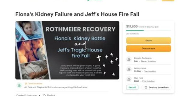 A picture of the GoFundMe created to support Milwaukee firefighter Jeff Rothmeier and his daughter dealing with kidney failure.