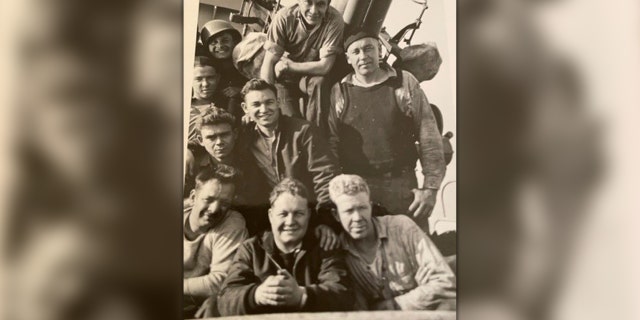 Navy Lt. Fred Fonda and shipmates on board the USS Greene. 