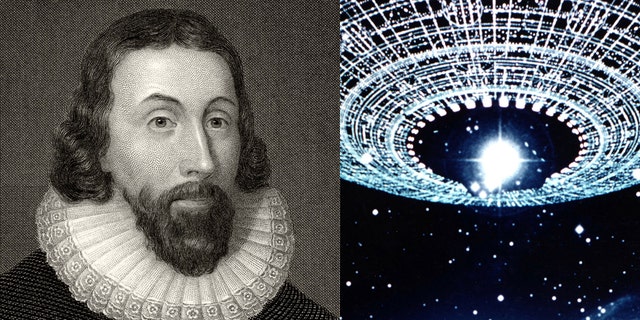 John Winthrop (1587 or 1588 to 1649) was an English-born Puritan who became governor of Massachusetts Bay Colony. He also recorded America's first UFO sighting in 1639. Image is from a 19th century engraving by C.W. Sharpe after Vandyke. On right, from 