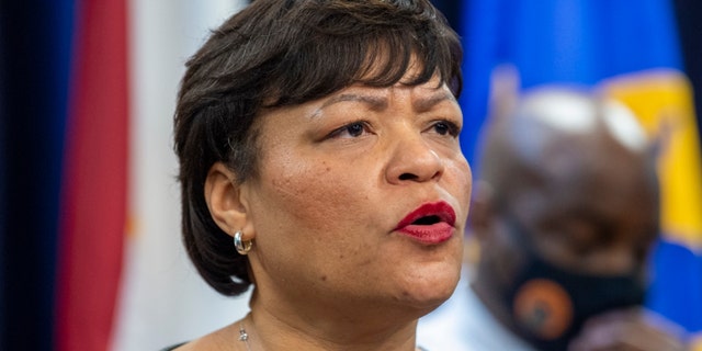 New Orleans Mayor LaToya Cantrell speaking