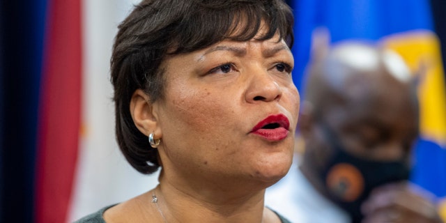 New Orleans Mayor LaToya Cantrell speaking