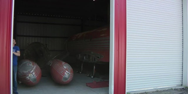 The hanger where YouTuber Jimmy Webb is rehabilitating Elvis Presley's private jet in Plant City, Florida.