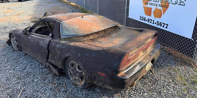The car is full of dirt and debris from sitting at the bottom of the river.