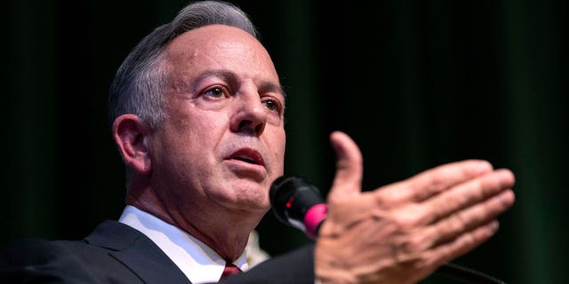 Then-Nevada Gov. Joe Lombardo speaks during a news conference on Nov. 14, 2022, in Las Vegas. An aide to Lombardo said March 13, 2023, a broad state of emergency prompted by wet weather and flooding will remain in effect for at least the next several days.