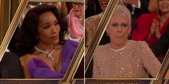 Angela Bassett appeared disappointed when she lost the award for Best Supporting Actress to Jamie Lee Curtis.