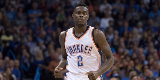 Anthony Morrow of the Oklahoma City Thunder runs down the court during the fourth quarter of a game against the San Antonio Spurs at the Chesapeake Energy Center Oct. 28, 2015, in Oklahoma City.