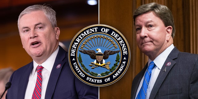 House Armed Services Committee Chairman Mike Rogers, Alabama, right, and House Oversight Committee Chairman James Comer are frustrated at the Department of Defense's delay in responding to their Feb. 13 letter.