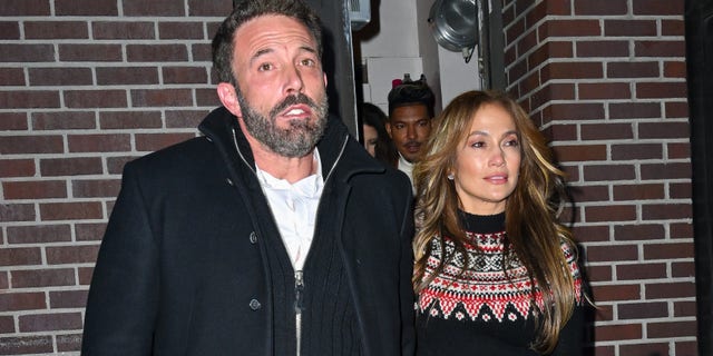 Ben Affleck and Jennifer Lopez are caught by cameras as they leave a Broadway show.