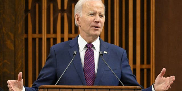 US President Joe Biden addresses the Canadian Parliament in Ottawa, Canada, on March 24, 2023.