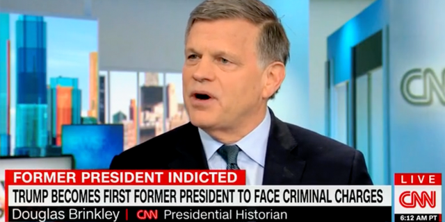 Historian Douglas Brinkley claims that former President Trumps potential mugshot may have as much historical impact as John Wilkes Booth "Wanted" posters.