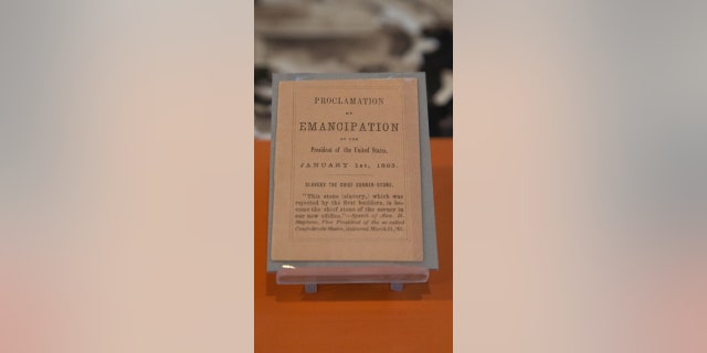 "The Proclamation of Emancipation by the President of the United States" is included in the new exhibit.  
