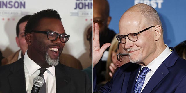 Brandon Johnson, left, and Paul Vallas are competing in an April 4 runoff to become mayor of Chicago.