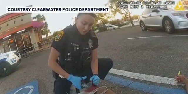 A first responder provided treatment to shooting victim outside Dunkin' in Clearwater, Florida.