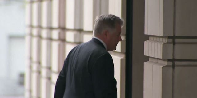 Evan Corcoran arrives at the DC Federal courthouse, Thursday, March 23, 2023. Corcoran is the attorney for President Donald Trump.