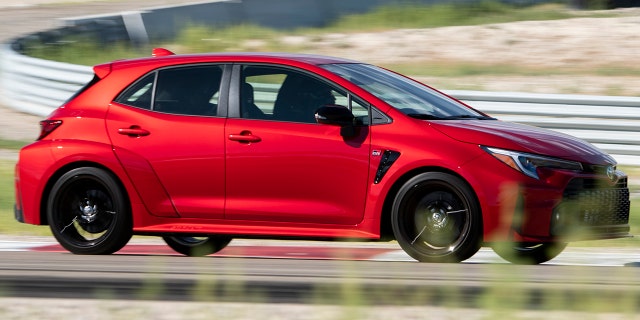 The GR Corolla is inspired by rally racing cars.