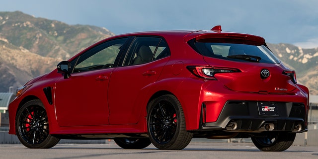 The GR Corolla's engine breathes through three exhausts.