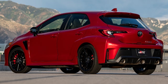 The GR Corolla's engine breathes through three exhausts.