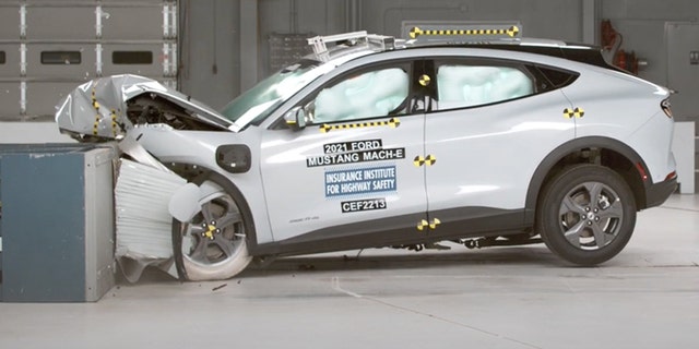 The moderate overlap crash test simulates a vehicle being struck off-center in the front.
