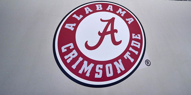 A detail view of the Alabama Crimson Tide logo is seen on a wall during the CFP Semifinal Goodyear Cotton Bowl game between the Cincinnati Bearcats and the Alabama Crimson Tide on December 31, 2021, at AT&amp;T Stadium in Arlington, TX. 