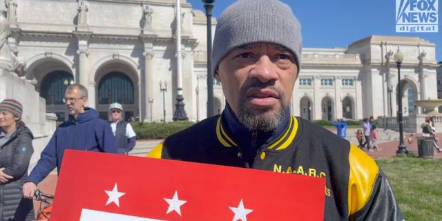 A lifelong D.C. resident rallies in support of D.C. home-rule ahead of the Senate's vote to overturn a local criminal code. 