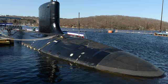 The Virginia-class fast attack submarine USS Colorado is seen at Naval Submarine Base New London in Groton, Connecticut, on March 17, 2018. Australia will purchase U.S.-manufactured, nuclear-powered attack submarines to modernize its fleet.