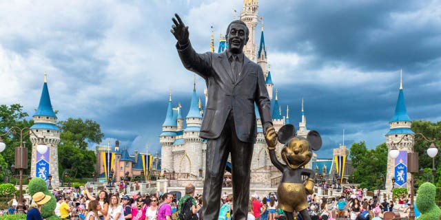 Statue of Walt Disney and Mickey at Disney World