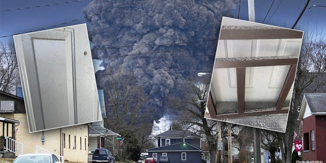A black plume rises over East Palestine, Ohio, as a result of a controlled detonation of a portion of the derailed Norfolk Southern trains Feb. 6, 2023.