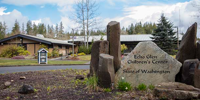 Sign and entrance for the Echo Glen Children's Center in Washington.