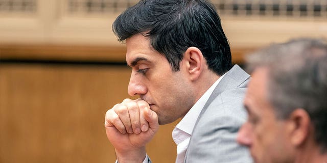 Hossein Nayeri listens to a judge in his trial on Aug. 16, 2019, in Newport Beach, California. 