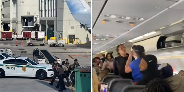 A Texas woman was carried by police after getting into a verbal altercation on a Frontier Airlines flight out of Miami, Florida on Tuesday, March 21.
