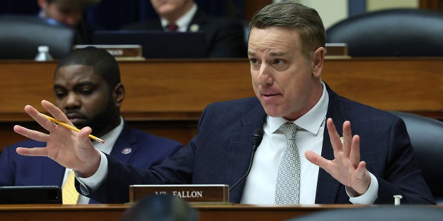 Feb 7, 2023: U.S. Rep. Pat Fallon (R-TX) questions witness during a a House House Oversight and Reform Committee hearing on the U.S. southern border.