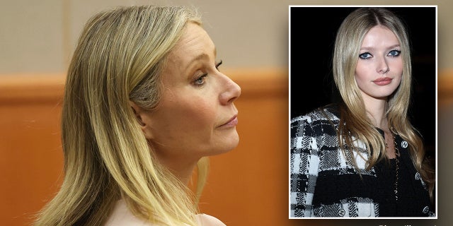Gwyneth Paltrow sits in court during ski crash trial where daughter Apple's deposition is read.