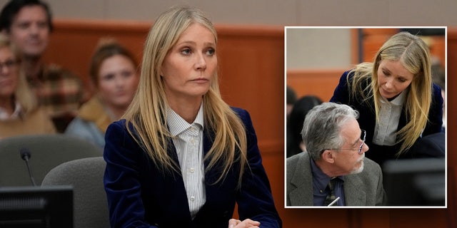 Gwyneth Paltrow talks to Terry Sanderson after verdict in eight-day ski crash trial.