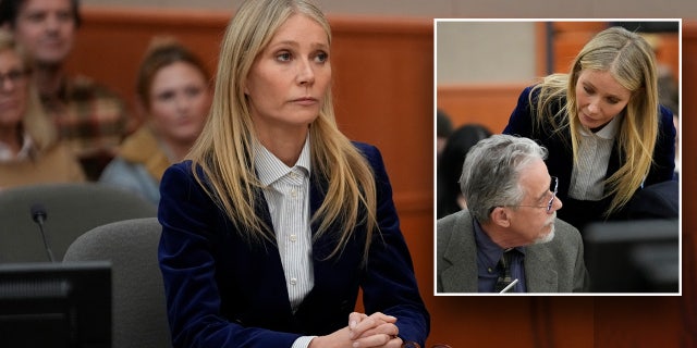 Gwyneth Paltrow talks to Terry Sanderson after verdict in eight-day ski crash trial.