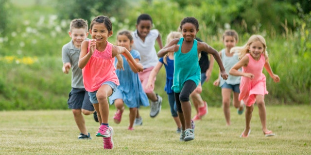 children playing outside 