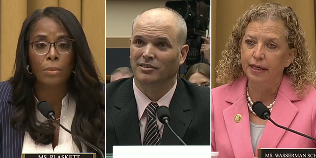 Democratic Congresswomen Stacey Plaskett and Debbie Wasserman-Schultz both questioned journalist Matt Taibbi during a House hearing on March 9, 2023. 