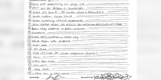 The first item seized from Bryan Kohberger's parents' home listed is a knife. All four University of Idaho victims had been stabbed to death around 4 a.m. on Nov. 13, 2022, according to police. Another item that stands out — a "book with underlining on page 118."