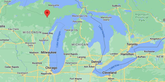 Map showing where the City of Iron Mountain, Michigan, is located in the Upper Peninsula.