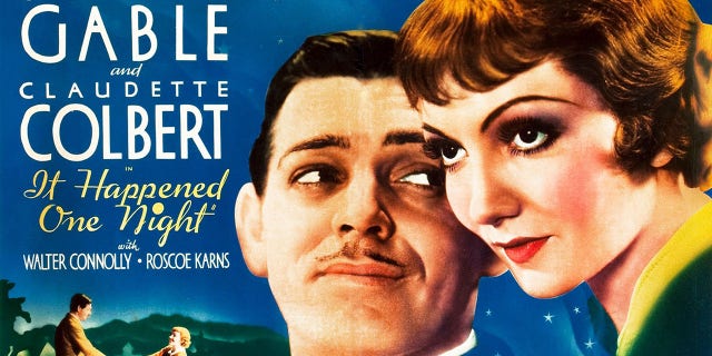 "It Happened One Night" starring Clark Gable and Claudette Colbert. Winner of all 5 major 1934 Oscars.