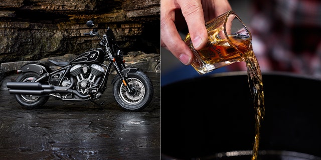 This Indian motorcycle has Jack Daniel's whiskey in the paint.